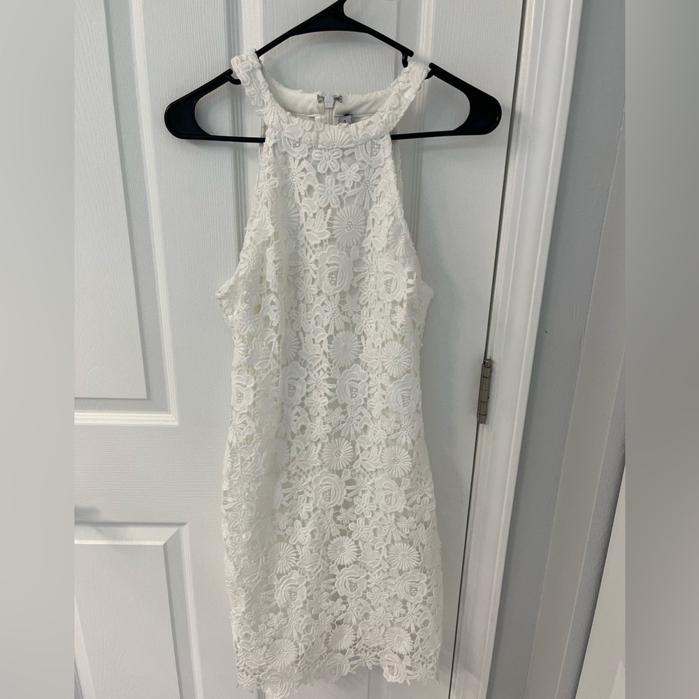 Lulus love poem ivory lace mini dress